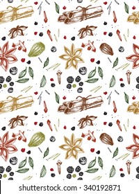 Seamless Pattern With Spices For Mulled Wine