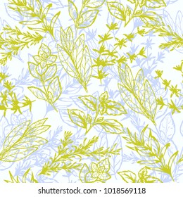 seamless pattern of spicy grass in retro style, vector illustration