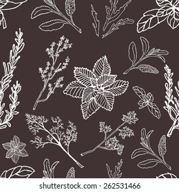 The Seamless pattern. The spicy herbs. The Seasoning dishes.