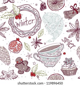 seamless pattern with spicy winter theme