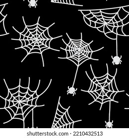 Seamless pattern spider on black background. 