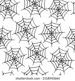 Seamless pattern of a spider web on a white background. Vector background Wallpaper Halloween concept.