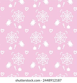 Nahtloses Muster mit Spinnen-Web auf rosa Hintergrund. Rosa Halloween-Muster für Kinder. Vektorillustration.