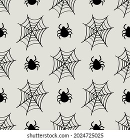 Seamless pattern in spiders and cobwebs. Halloween. Vector illustration