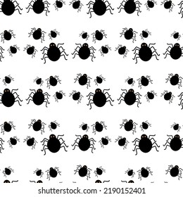 Seamless pattern with spiders. Halloween, black spider, scary. Flat illustration. Vector.