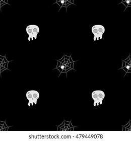 A seamless pattern of spiders and skulls