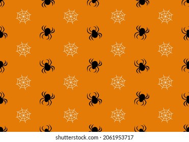 Seamless pattern with spiders and web. Halloween party decoration. Festive background for paper, textile, holiday and design