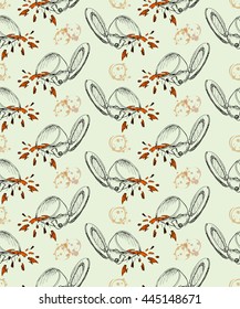 Seamless pattern of the spilled tea or coffee cup