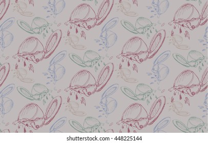 Seamless pattern of the spilled tea or coffee cup