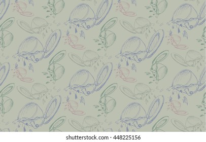 Seamless pattern of the spilled tea or coffee cup