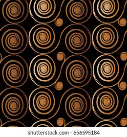 Seamless pattern, spiral, curl.Bronze, gold .Vector illustration.