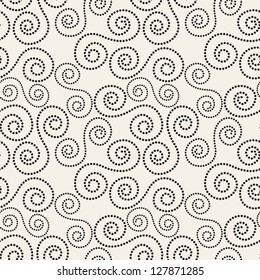 Seamless pattern with spiral curls. Fashionable vector texture. Curly background