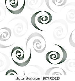 Seamless pattern with spiral curls. Stylish seashell nautilus textured geometric background.  Simple pattern with geometric spirals.