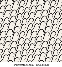 Seamless pattern with spiral curls. Stylized ocean waves. Hand drawn doodle