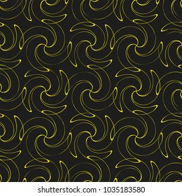 Seamless pattern with spiral curls. Vector repeating texture. Stylish background with twisted elements.Black and yellow