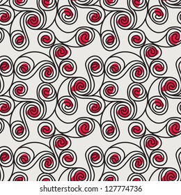 Seamless pattern with spiral curls. Vector repeating texture. Curly modern background