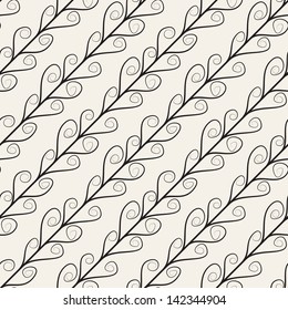 Seamless pattern with spiral curls. Vector repeating texture. Curly modern background