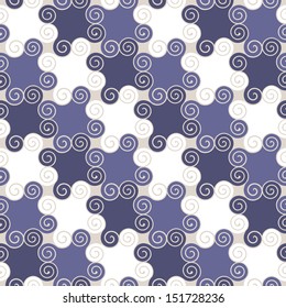 Seamless pattern with spiral curls. Vector repeating texture. Stylish polka dot