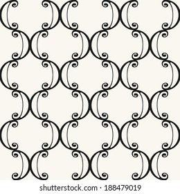 Seamless pattern with spiral curls. Vector repeating texture. Stylish background with scrolls
