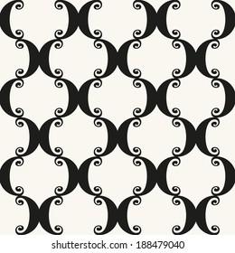 Seamless pattern with spiral curls. Vector repeating texture. Stylish background with scrolls
