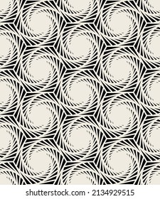 Seamless pattern with spiral curls. Vector repeating texture. Stylish background with scroll twisted elements which forming hexagons.