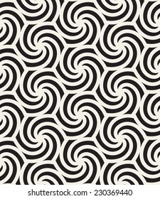 Seamless pattern with spiral curls. Vector repeating texture. Stylish background with twisted elements forming hexagons