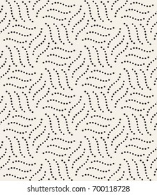 Seamless pattern with spiral curls. Vector repeating texture. Stylish background with twisted dotted elements.