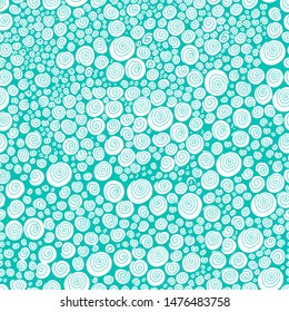 seamless pattern with spiral curls. white curls on a blue background
