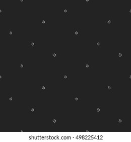 Seamless pattern with spiral. Decorative design for eco forest wedding or autumn celebrations. Rustic floral symbols and elements on black chalkboard.