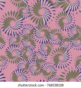 Seamless pattern. Spiral fireworks. Five colors. Glamorous camouflage.