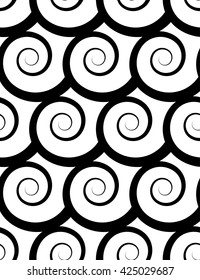 Seamless pattern with spiral. Monochrome repeatable pattern.