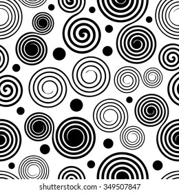 Seamless pattern with spiral ornament for background, fabric print - vector illustration