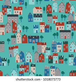 Seamless pattern with spiral seashells and starfishes