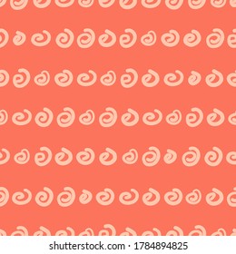 Seamless pattern with spiral shapes on red background, vector illustration