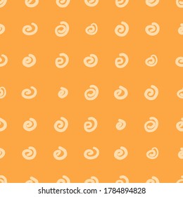 Seamless pattern with spiral shapes on orange background, vector illustration