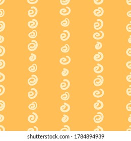 Seamless pattern with spiral shapes on orange background, vector illustration