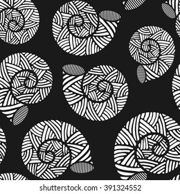 Seamless pattern with spiral shells. Marine theme. Vector illustration.