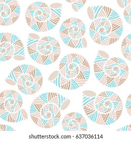 Seamless pattern with spiral shells. Marine theme. Vector illustration