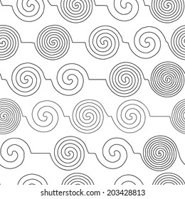 Seamless pattern with spiral simple  lines. Vector illustration