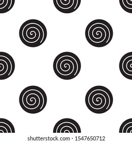 Seamless pattern with spirals in circles. Vector illustration.