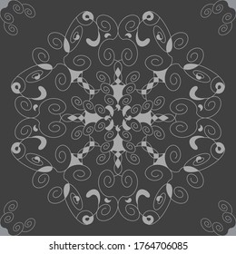 Seamless pattern with spirals. Dark grey and Light grey. Vector.