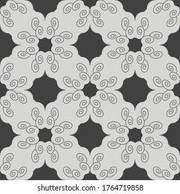  Seamless pattern with spirals. Dark grey and Light grey. Vector.