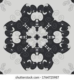  Patrón sin foco con espirales. gris oscuro y gris claro. Vector.