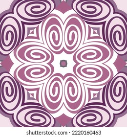 Seamless pattern in the spirals of a mosaic in retro style. Decorative abstract circle vintage ornament. Design for fabric, textile print, wrapping paper, cover. Vector illustration