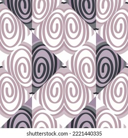 Seamless pattern in the spirals of a mosaic in retro style. Decorative abstract circle vintage ornament. Design for fabric, textile print, wrapping paper, cover. Vector illustration