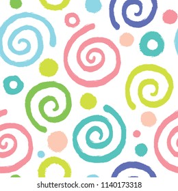 Seamless pattern with spirals in pastel colors.

