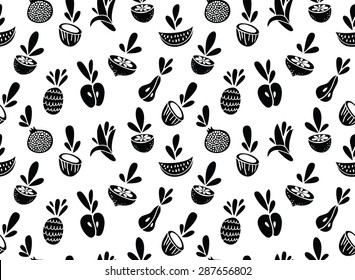 Seamless pattern with splash fruit. Vegetables and fruit icon