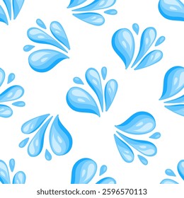 Seamless pattern of splashing water drops forming beautiful decorative floral shapes