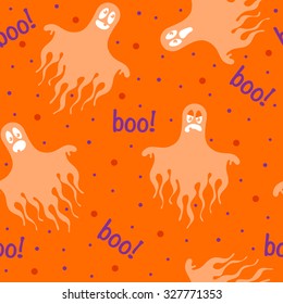 Seamless pattern with spooky ghosts
