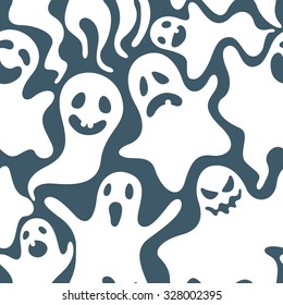 Seamless pattern with spooky ghosts for Halloween